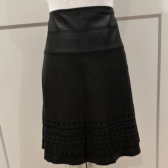 Black Laser-Cut A-Line Skirt